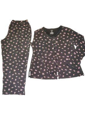 Pink Rose 2pc Pajama Set Women's Medium Delicate Soft Simply Basic